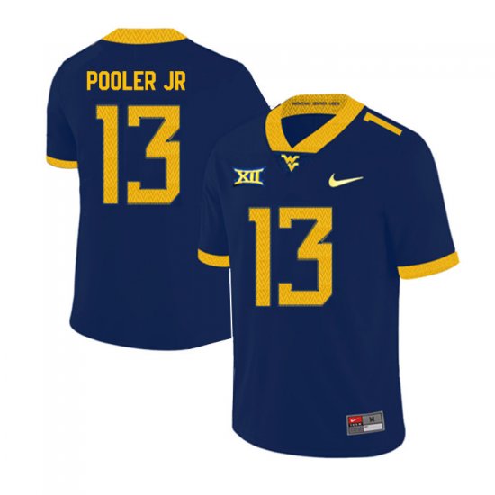 Men's West Virginia Mountaineers NCAA #13 Jeffery Pooler Jr. Navy Authentic Nike 2019 Stitched College Football Jersey HC15E80CP